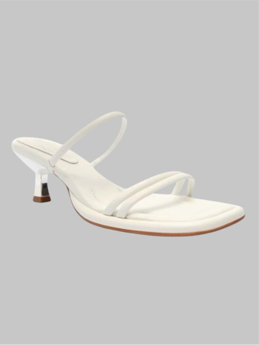 SCHUTZ Agatha Mid White Strappy Square Toe Kitten Heel